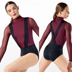 Weissman competition dance costume burgundy Suspender Leotard MT12207 MC